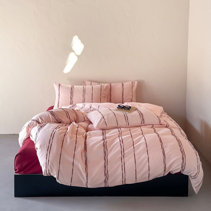 91家纺网 家纺一手货源 找家纺 山舍家居 2025新款全棉纯棉色织提花四件套-弗洛伦萨的落日 弗洛伦萨的落日-落日粉