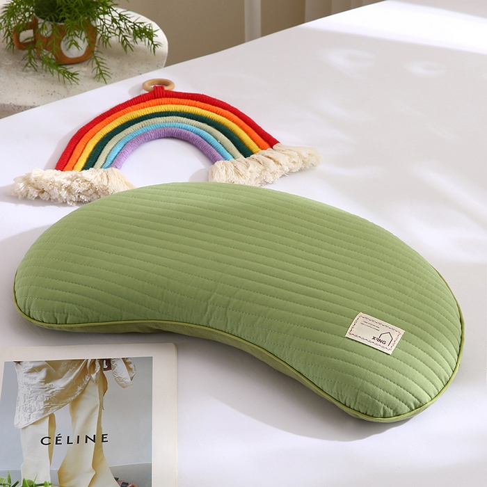 91家纺网 家纺一手货源 找家纺 蔻眠 2025新款月牙-全棉甜荞麦护颈枕芯儿童学生成人荞麦壳枕头 月牙-绿色