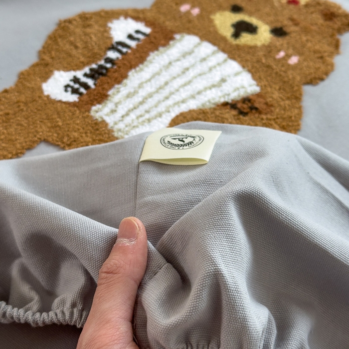 91家纺网 家纺一手货源 找家纺 席世家 2025春夏新款全棉纯棉老粗布印花床笠凉席席子 嘟嘟熊