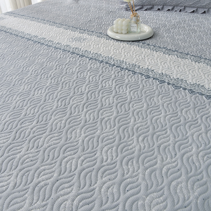 91家纺网 家纺一手货源 找家纺 梦柏 2025新款韩版双层纱夹棉绗缝床盖夏被四件套 思念