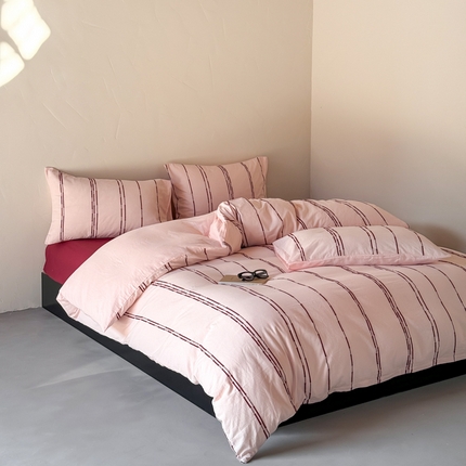 山舍家居 2025新款全棉纯棉色织提花四件套-弗洛伦萨的落日 弗洛伦萨的落日-落日粉