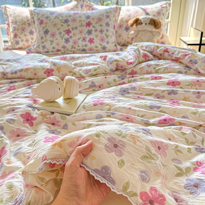 91家纺网 家纺一手货源 找家纺 2025新款双层皱皱纱水洗棉夏被夏凉被空调被可机洗空调被子被芯棉被 满心欢喜