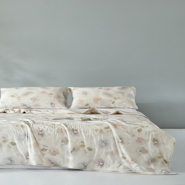 91家纺网 家纺一手货源 找家纺 2025春夏新款100%双面锦纶美式印花夏被凉感空调被 陌上花开