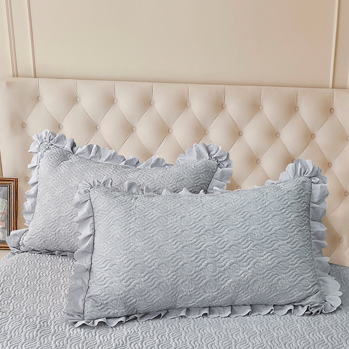 91家纺网 家纺一手货源 找家纺 梦柏 2025新款韩版双层纱夹棉绗缝床盖夏被四件套 思念