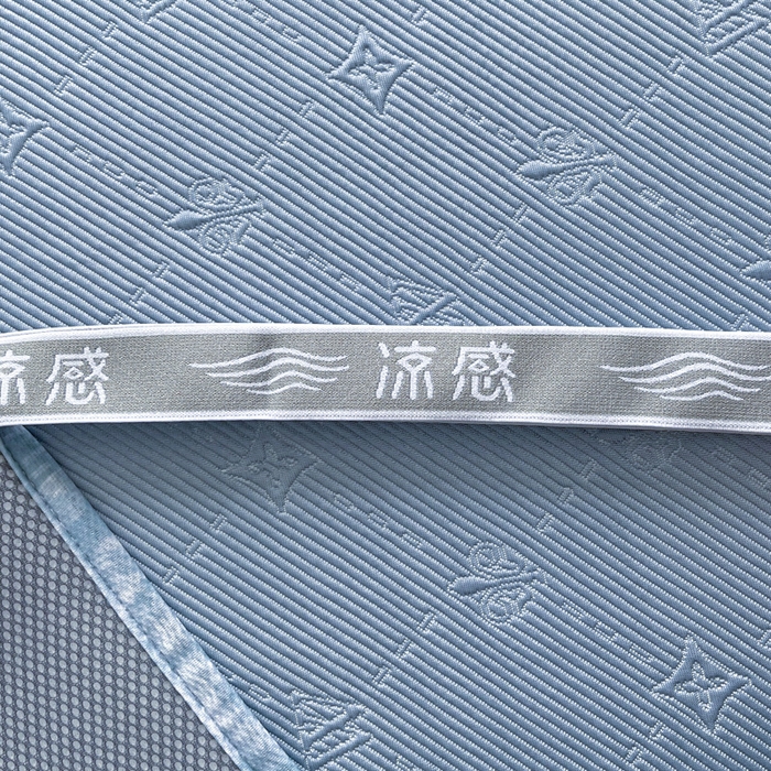 91家纺网 家纺一手货源 找家纺 鑫琪莱  2025新款5D立体雕花凉感豆豆冰丝床裙三件套 床裙H款-蓝