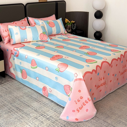 91家纺网 家纺一手货源 找家纺 （总）纽缦家纺 2025新款印花冰丝防滑床单