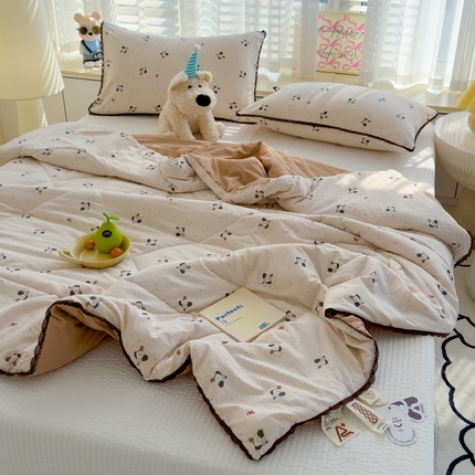 贝扬思 2025新款云感双层纱抗菌花边夏被 狗狗面包