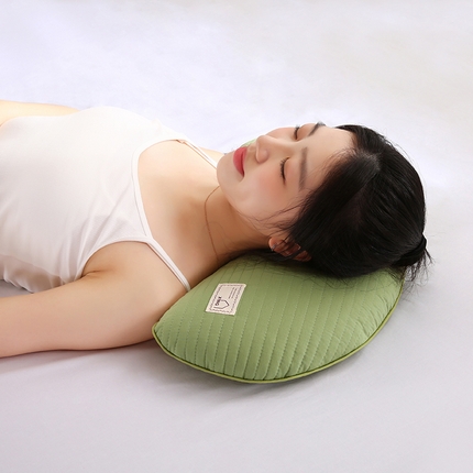 蔻眠 2025新款月牙-全棉甜荞麦护颈枕芯儿童学生成人荞麦壳枕头 月牙-绿色