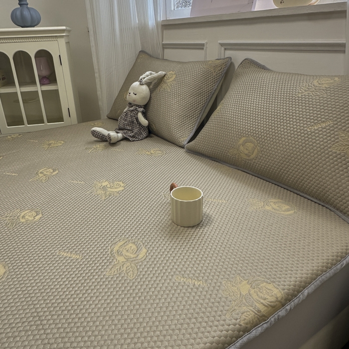 91家纺网 家纺一手货源 找家纺 金爱家 2025新款430克中分子豆豆席凉席席子 豆豆席-玫瑰香槟