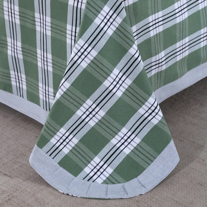 91家纺网 家纺一手货源 找家纺 恋尚羽 2025新款加厚纯棉老粗布凉席三件套 大方格 绿