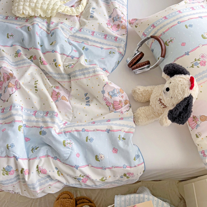 91家纺网 家纺一手货源 找家纺 2025春夏新款嵌绳款云柔水洗棉单夏被夏凉被空调被 嵌绳夏被-爱尔庄园