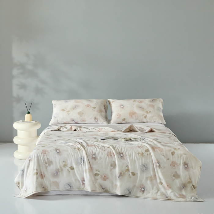 91家纺网 家纺一手货源 找家纺 2025春夏新款100%双面锦纶美式印花夏被凉感空调被 陌上花开