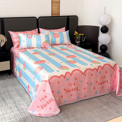 纽缦家纺 2025新款印花冰丝防滑床单 炎炎夏日