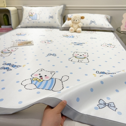 91家纺网 家纺一手货源 找家纺 （总）摩妮卡 2025小清新数码冰丝席 碳光席三件套