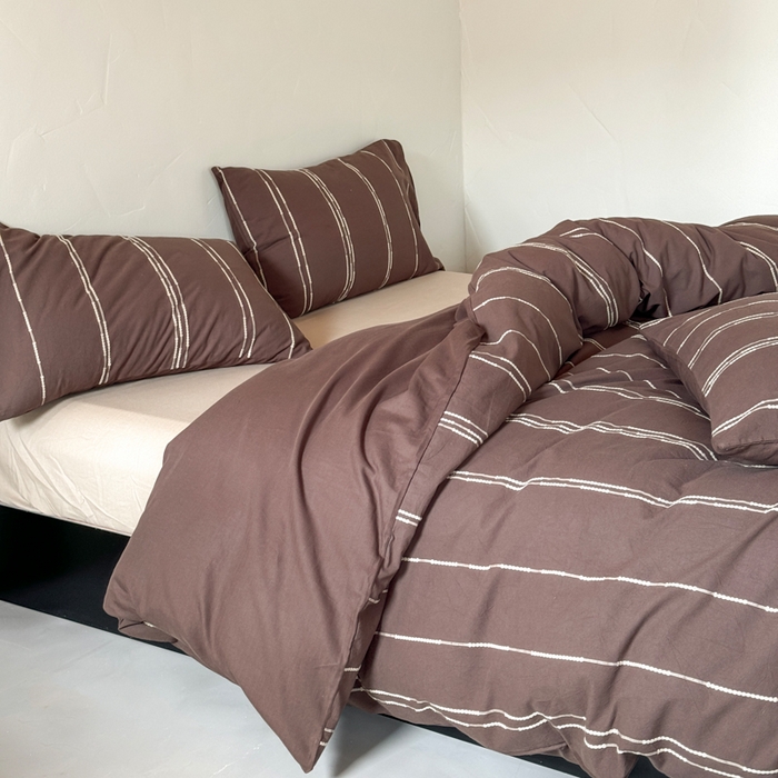 91家纺网 家纺一手货源 找家纺 山舍家居 2025新款全棉纯棉色织提花四件套-弗洛伦萨的落日 弗洛伦萨的落日-巧克力色