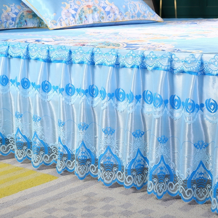 91家纺网 家纺一手货源 找家纺 （总）情恒家纺2025新款床裙款冰丝布艺软凉席三件套