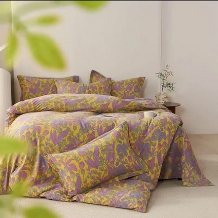 91家纺网 家纺一手货源 找家纺 （总）禧多家纺 2025新款亲肤舒适双层纱提花四件套