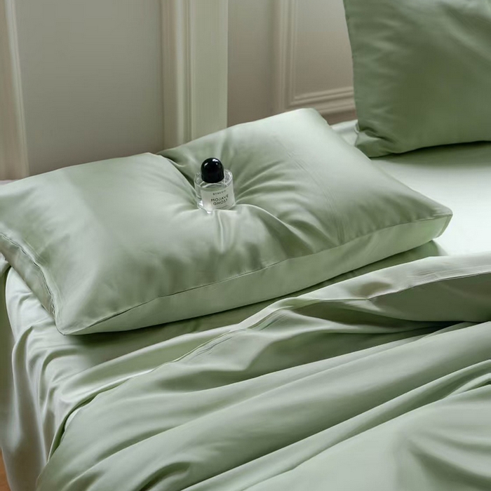 91家纺网 家纺一手货源 找家纺 未来家居 2025新款60S兰精天丝纯色四件套 香奈儿绿-嫩叶绿