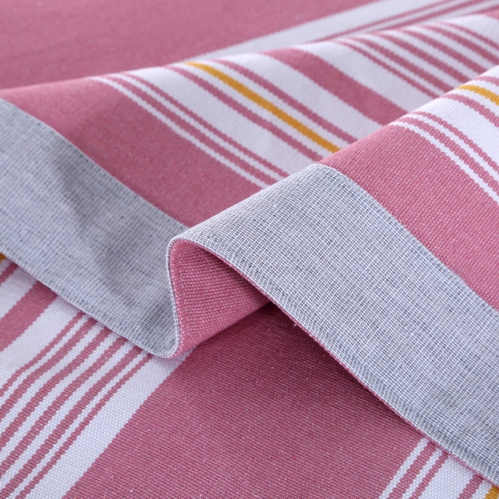 91家纺网 家纺一手货源 找家纺 恋尚羽 2025新款加厚纯棉老粗布凉席三件套 条纹 豆沙