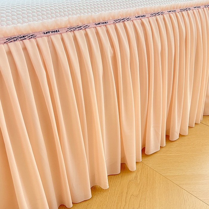 91家纺网 家纺一手货源 找家纺 梦舒羽 2025春夏新款冰豆豆凉席席子-床裙款 凉豆豆-小熊粉