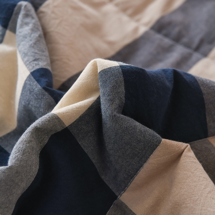 91家纺网 家纺一手货源 找家纺 圣尔雅家纺 2025新款里外全棉色织夏被新疆棉花被纯棉被子空调被夏凉被 兰棕大格