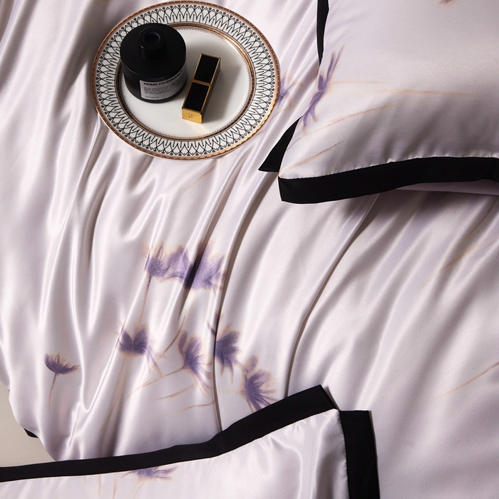 91家纺网 家纺一手货源 找家纺 优悦 2025新款冰丝数码印花四件套 如梦-紫