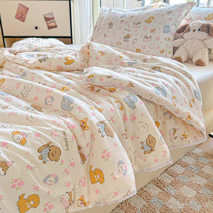 91家纺网 家纺一手货源 找家纺 2025新款双层皱皱纱水洗棉夏被夏凉被空调被可机洗空调被子被芯棉被 童趣绘彩