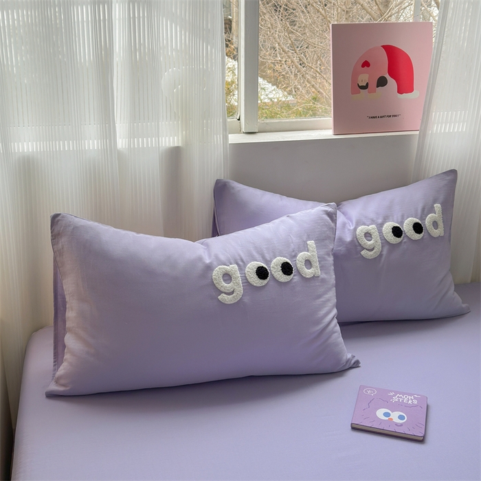 91家纺网 家纺一手货源 找家纺 丽涵 2025新款全棉纯棉大雁纹绣花单品枕套 good香芋紫