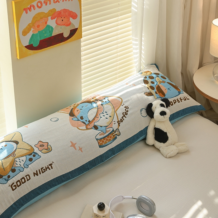 91家纺网 家纺一手货源 找家纺 雯雨2025新款A类卡通双人纱布枕套 好梦