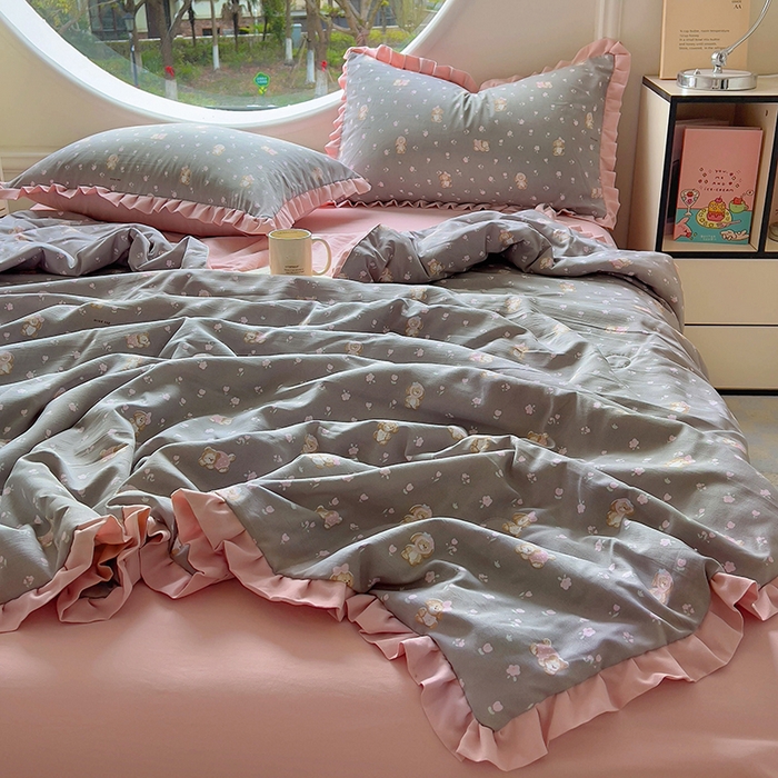 91家纺网 家纺一手货源 找家纺 欧尚 2025新款夏被四件套 萌趣仔仔