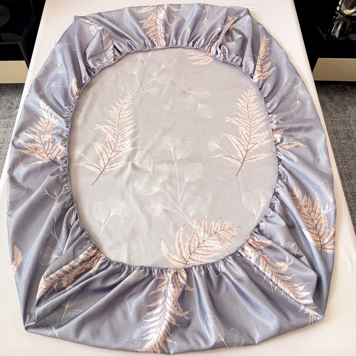 91家纺网 家纺一手货源 找家纺 纽缦家纺 2025新款印花冰丝床笠 落叶