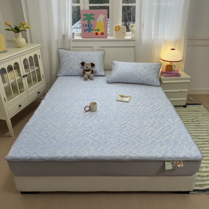 91家纺网 家纺一手货源 找家纺 金爱家 2025新款430克中分子豆豆席凉席席子 豆豆席-流金岁月蓝