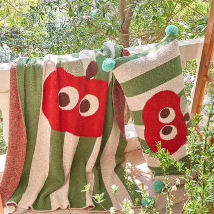 91家纺网 家纺一手货源 找家纺 （总）暖绵绵家纺 2025新款可爱卡通半边绒针织盖毯-乐绯