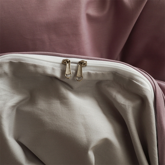 91家纺网 家纺一手货源 找家纺 启程2025新款全棉纯色双拼无印风四件套 香芋紫+绅士灰