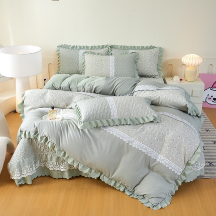 艺慕家纺 2025新款时尚印花针织棉床盖套件 春风里