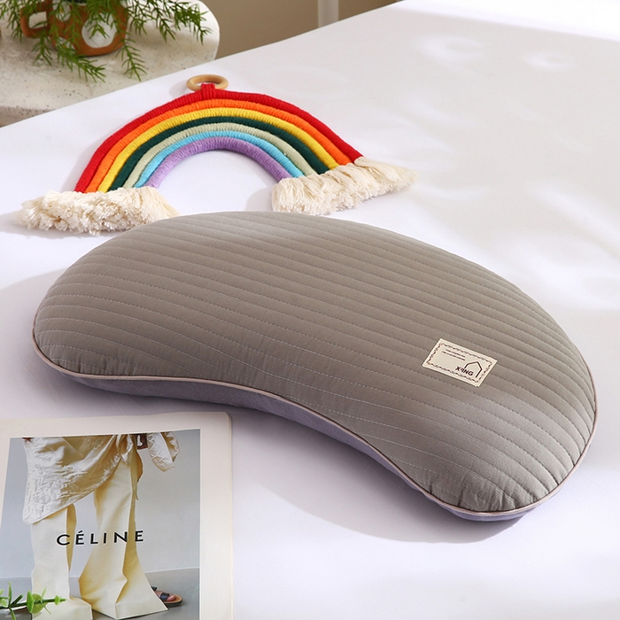 91家纺网 家纺一手货源 找家纺 蔻眠 2025新款月牙-全棉甜荞麦护颈枕芯儿童学生成人荞麦壳枕头 月牙-灰色