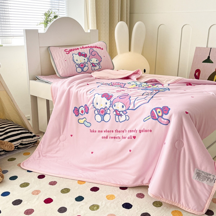 91家纺网 家纺一手货源 找家纺 花满路 2025新款儿童针织棉夏被 KT伙伴