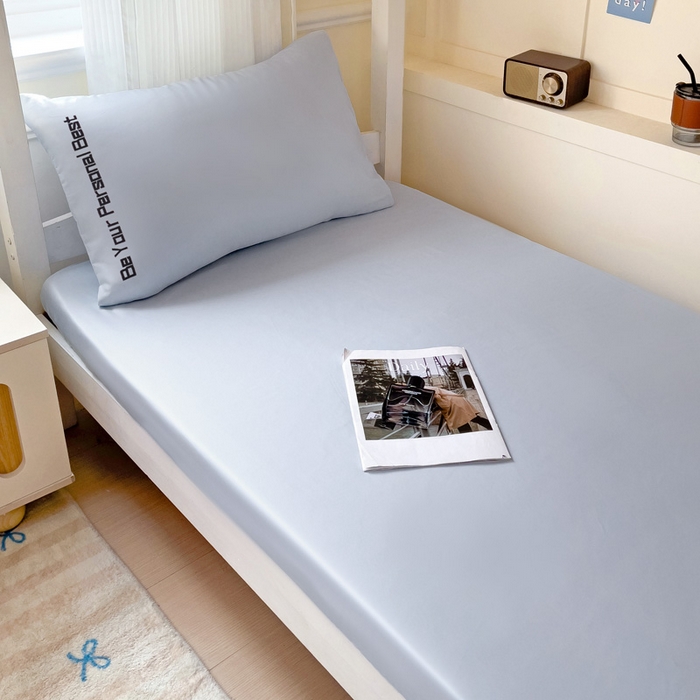 91家纺网 家纺一手货源 找家纺 纽缦家纺 2025新款纯色提花学生冰丝床笠 星空灰