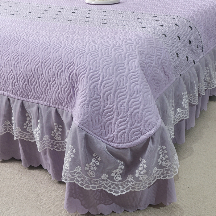 91家纺网 家纺一手货源 找家纺 （总）梦柏 2025新款韩版双层纱夹棉绗缝床盖夏被四件套