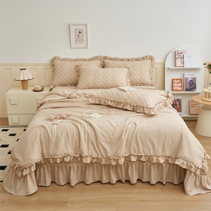 91家纺网 家纺一手货源 找家纺 （总）恒爱家纺 2025新款针织棉立体扶桑花夏被床盖四件套