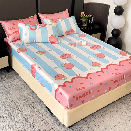 纽缦家纺 2025新款印花冰丝床笠 炎炎夏日