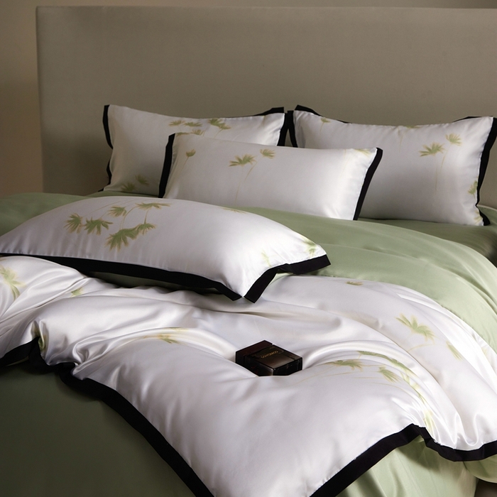 91家纺网 家纺一手货源 找家纺 优悦 2025新款冰丝数码印花四件套 如梦-绿