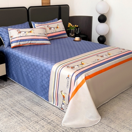 91家纺网 家纺一手货源 找家纺 （总）纽缦家纺 2025新款印花冰丝防滑床单