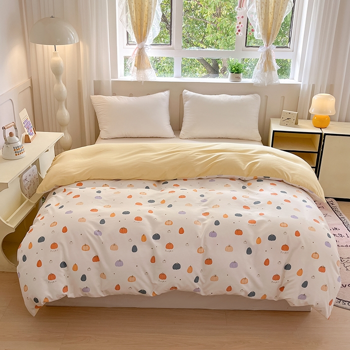 91家纺网 家纺一手货源 找家纺 玖明2025新款A类加厚柔软针织棉双层纱四件套 秋实凝香