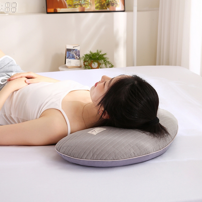 91家纺网 家纺一手货源 找家纺 蔻眠 2025新款月牙-全棉甜荞麦护颈枕芯儿童学生成人荞麦壳枕头 主图