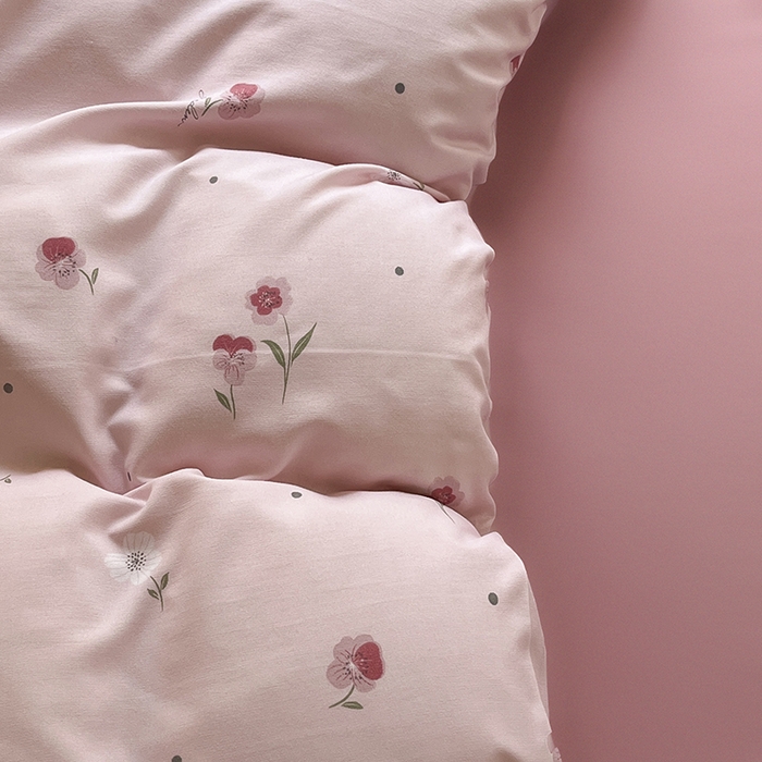 91家纺网 家纺一手货源 找家纺 玖明2025新款A类加厚柔软针织棉双层纱四件套 柔美梦境-粉