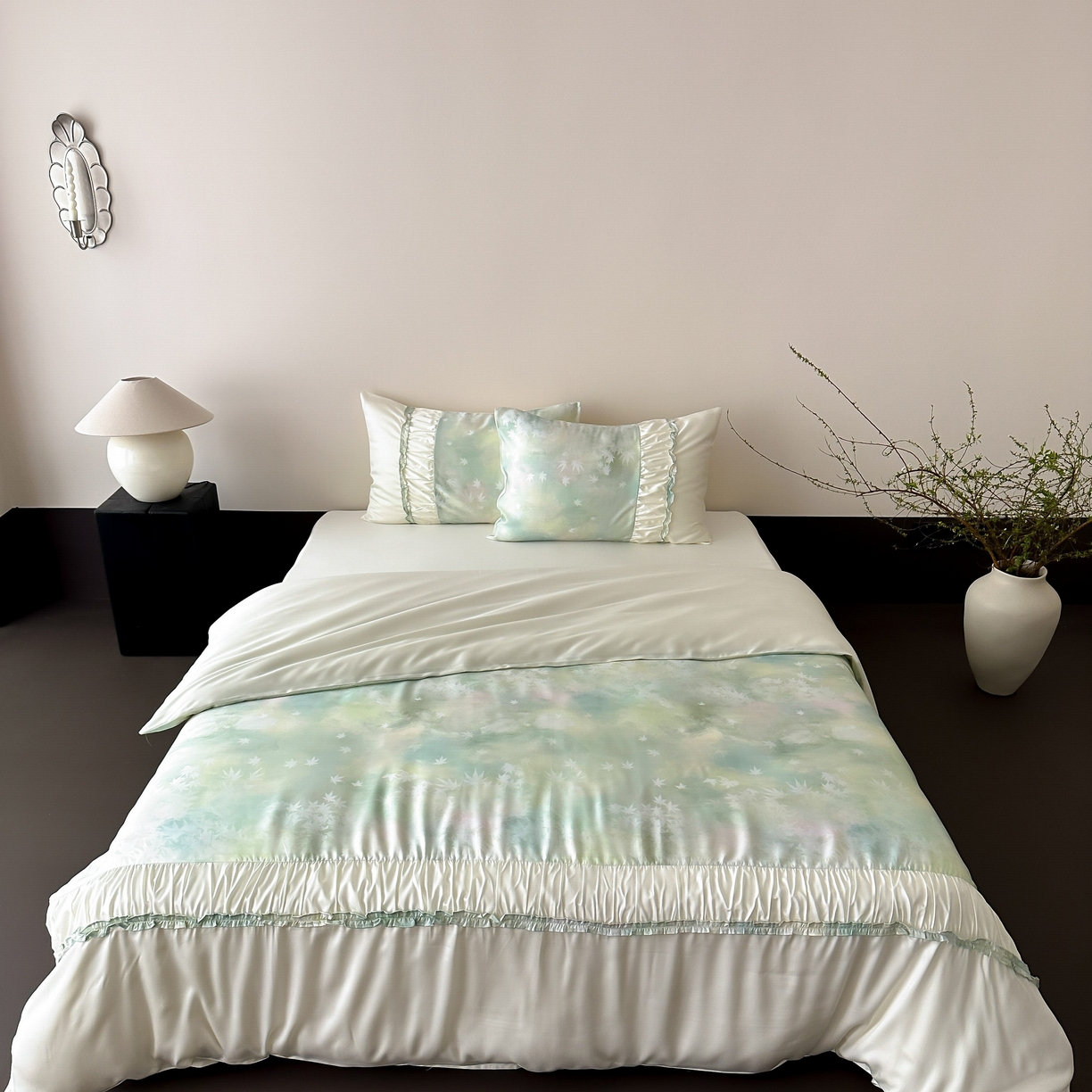 91家纺网 家纺一手货源 找家纺 （总）玉宇阁 2025春夏新款60S兰精天丝印花四件套-薇之白