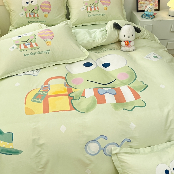 91家纺网 家纺一手货源 找家纺 博雅 2025新款三丽鸥全棉大版单枕套 开心大眼蛙