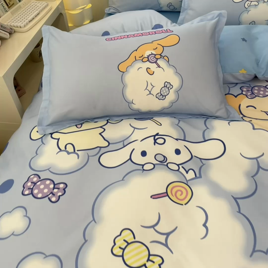 91家纺网 家纺一手货源 找家纺 博雅 2025新款三丽鸥全棉大版单枕套 棉花糖玉桂狗