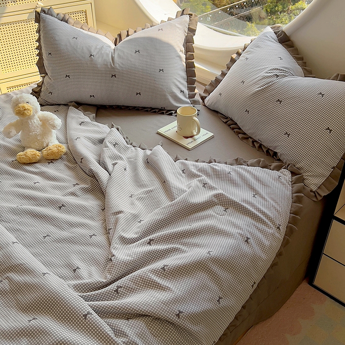 91家纺网 家纺一手货源 找家纺 欧尚 2025新款夏被四件套 蝴蝶结